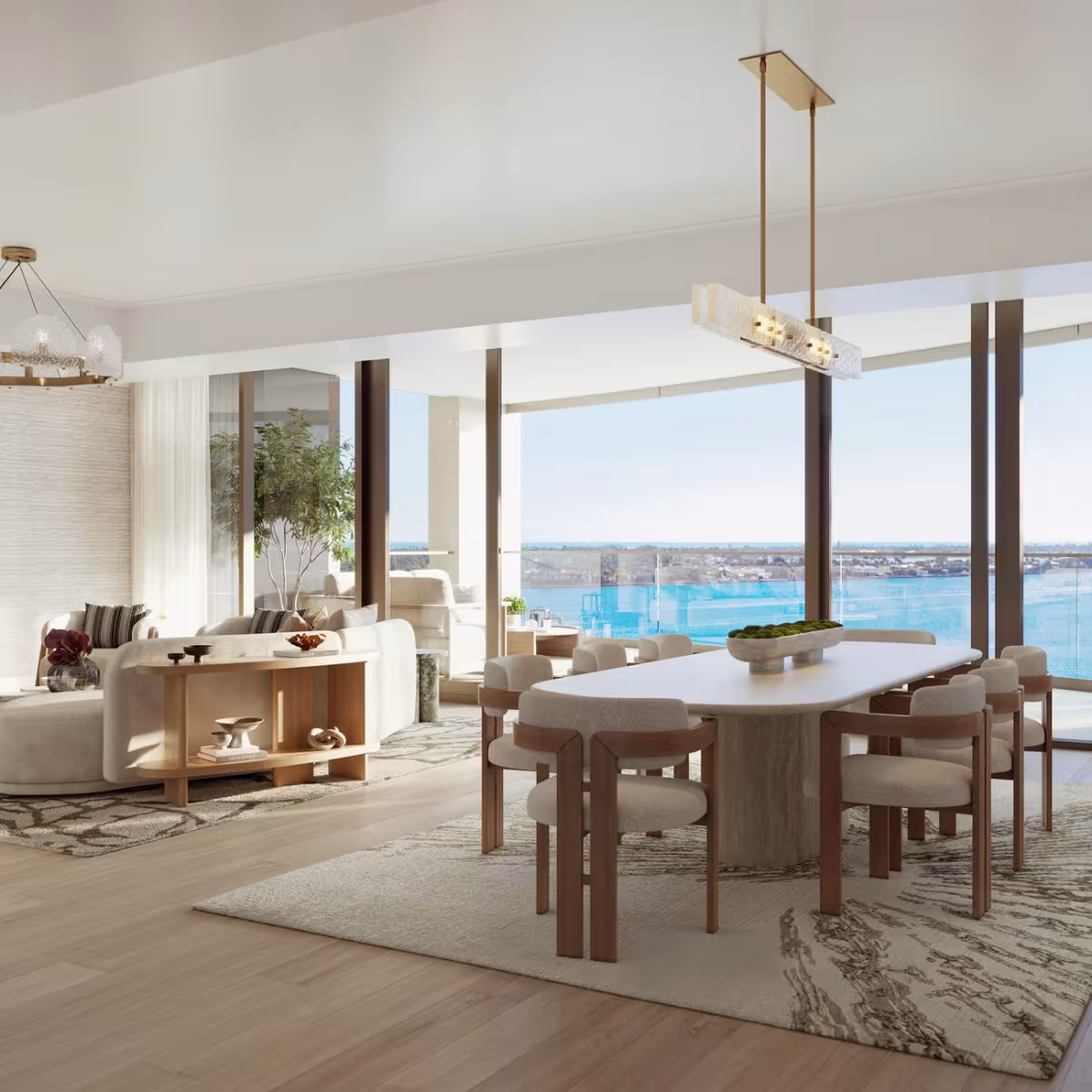 Residence dining room and kitchen with Intracoastal views