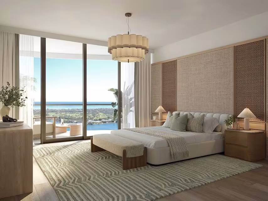 Residence bedroom with water views